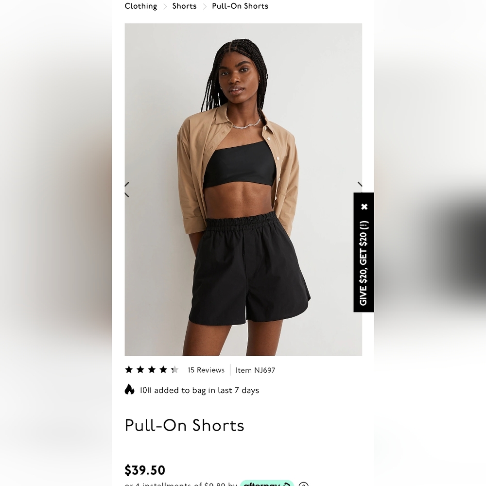 Madewell pull on shorts